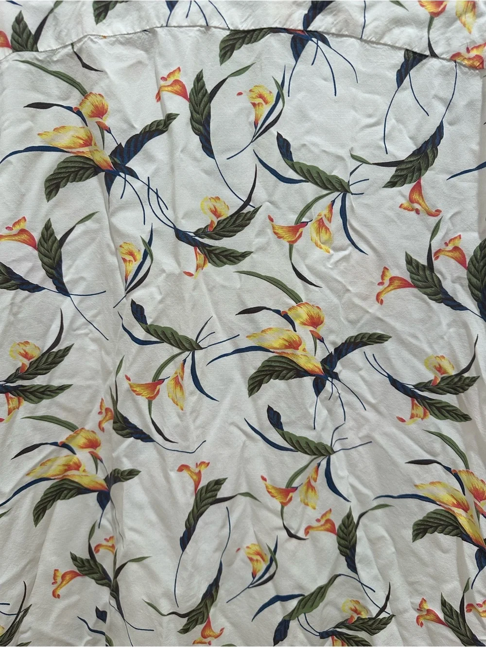 J. Crew White Short-Sleeve Button-Up Shirt with Yellow Floral Print